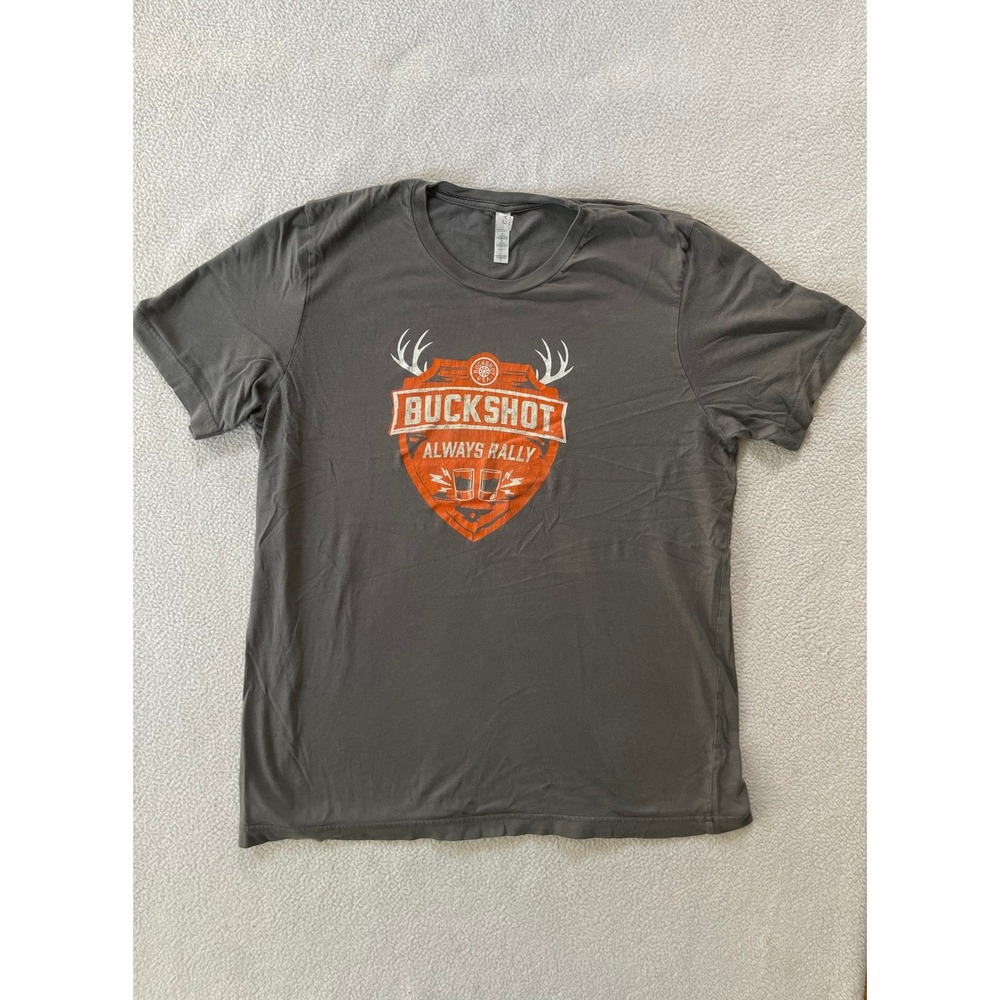 Buckshot USA Mens Large T-Shirt Gray Always Rally Antler Graphic Tee Hunting